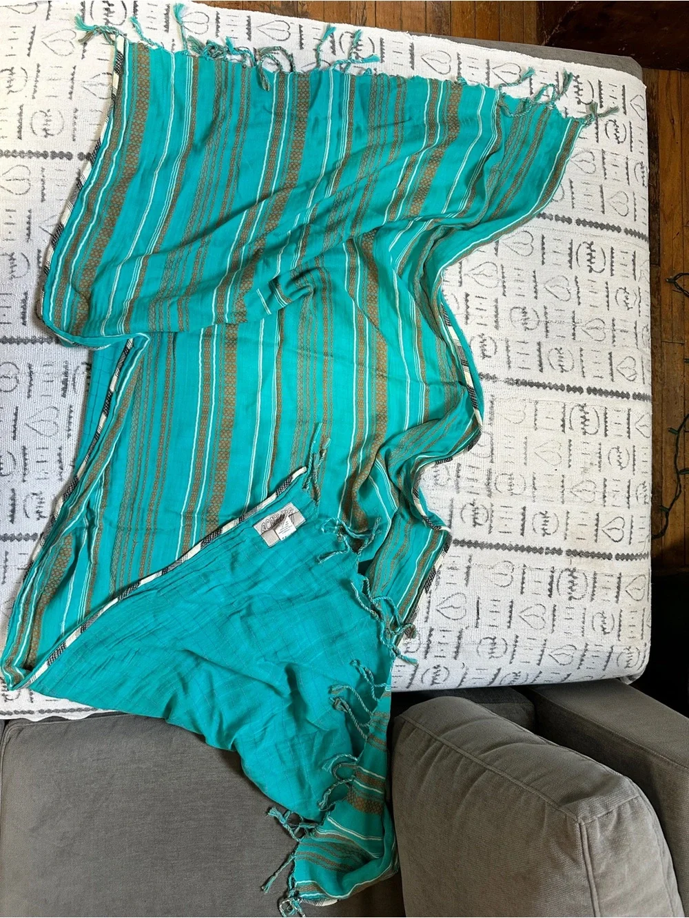 Ace & Jig Turquoise Striped Lightweight Double-layered Scarf
